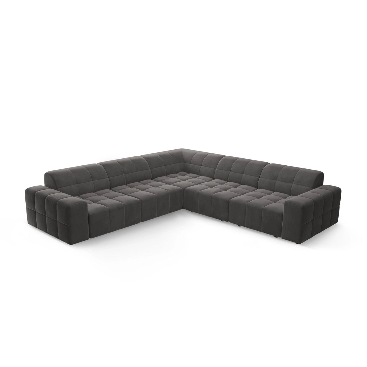 Chicago 4-Sitzer Ecksofa, symmetrisch, aus Samt in Grau (Bluvel 14), 287x287x70 cm von Cosmopolitan Design – Bild 3