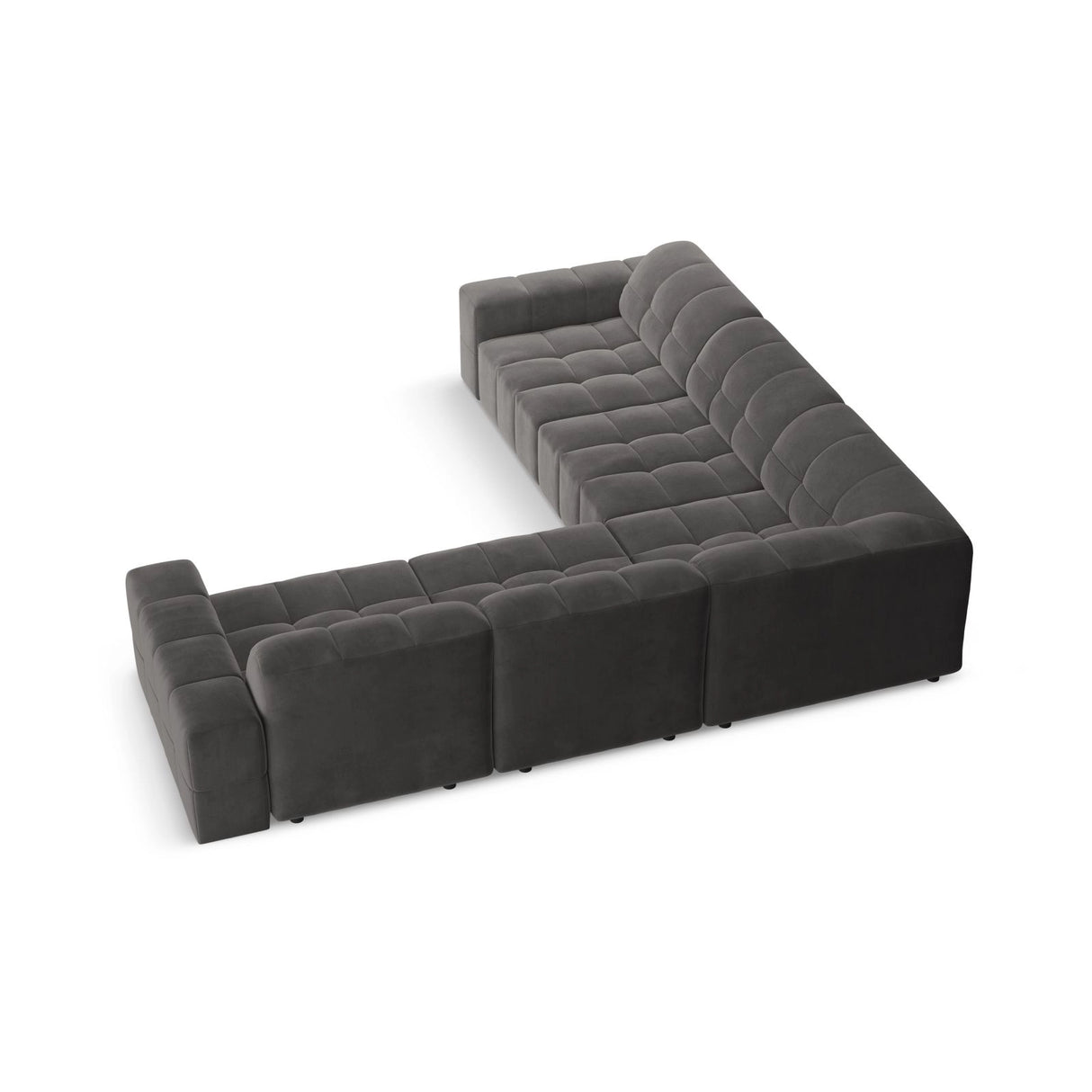 Chicago 4-Sitzer Ecksofa, symmetrisch, aus Samt in Grau (Bluvel 14), 287x287x70 cm von Cosmopolitan Design – Bild 4