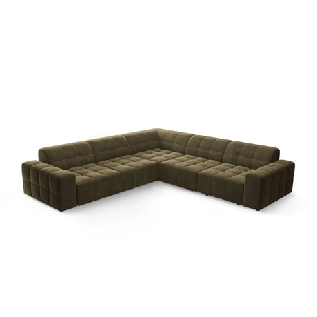 Chicago 4-Sitzer Ecksofa, symmetrisch, aus Samt in Grün (Bluvel 77), 287x287x70 cm von Cosmopolitan Design – Bild 3