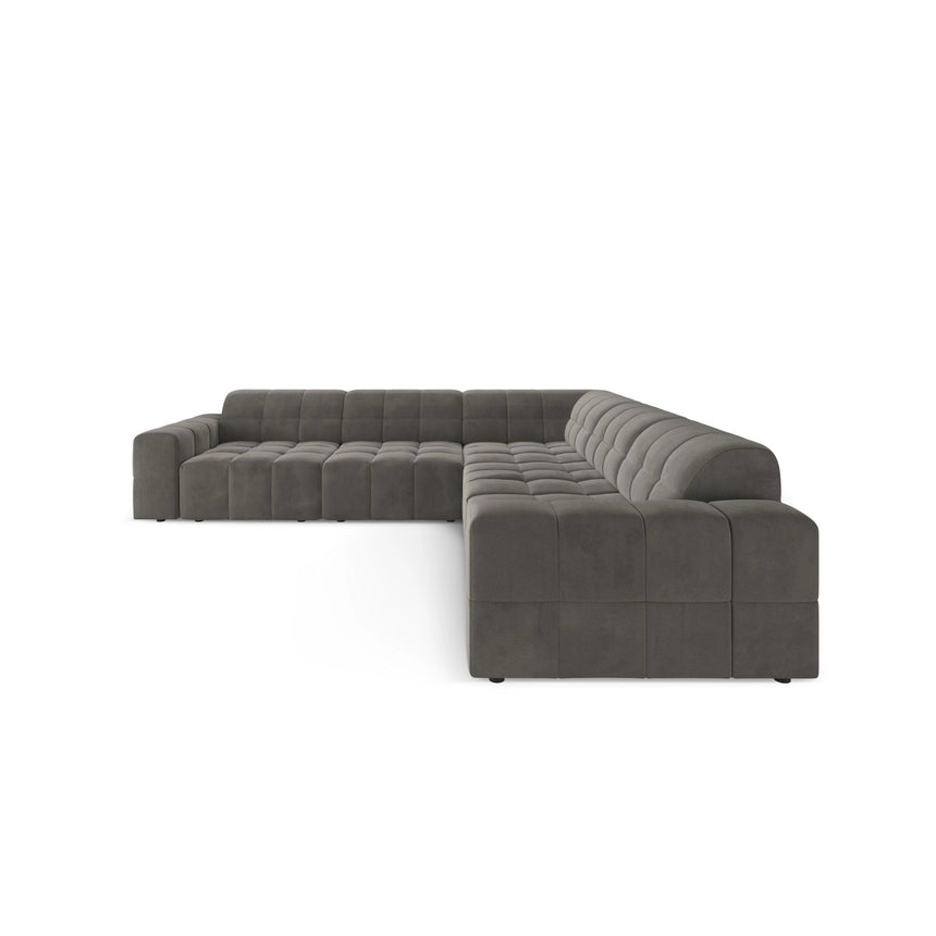 Chicago 4-Sitzer Ecksofa, symmetrisch, aus Samt in Hellgrau (Bluvel 13), 287x287x70 cm von Cosmopolitan Design – Bild 1