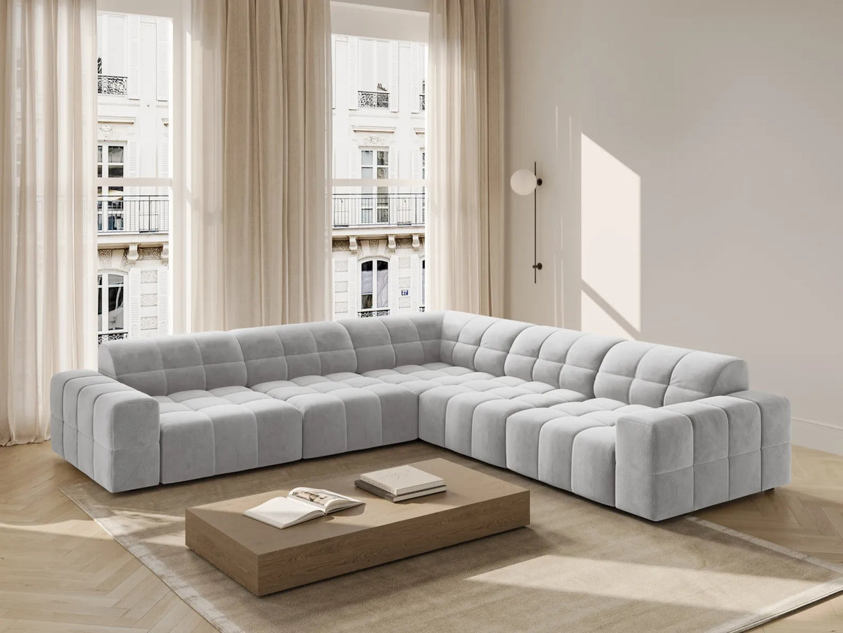 Chicago 4-Sitzer Ecksofa, symmetrisch, aus Samt in Silber (Bluvel 03), 287x287x70 cm von Cosmopolitan Design – Bild 2