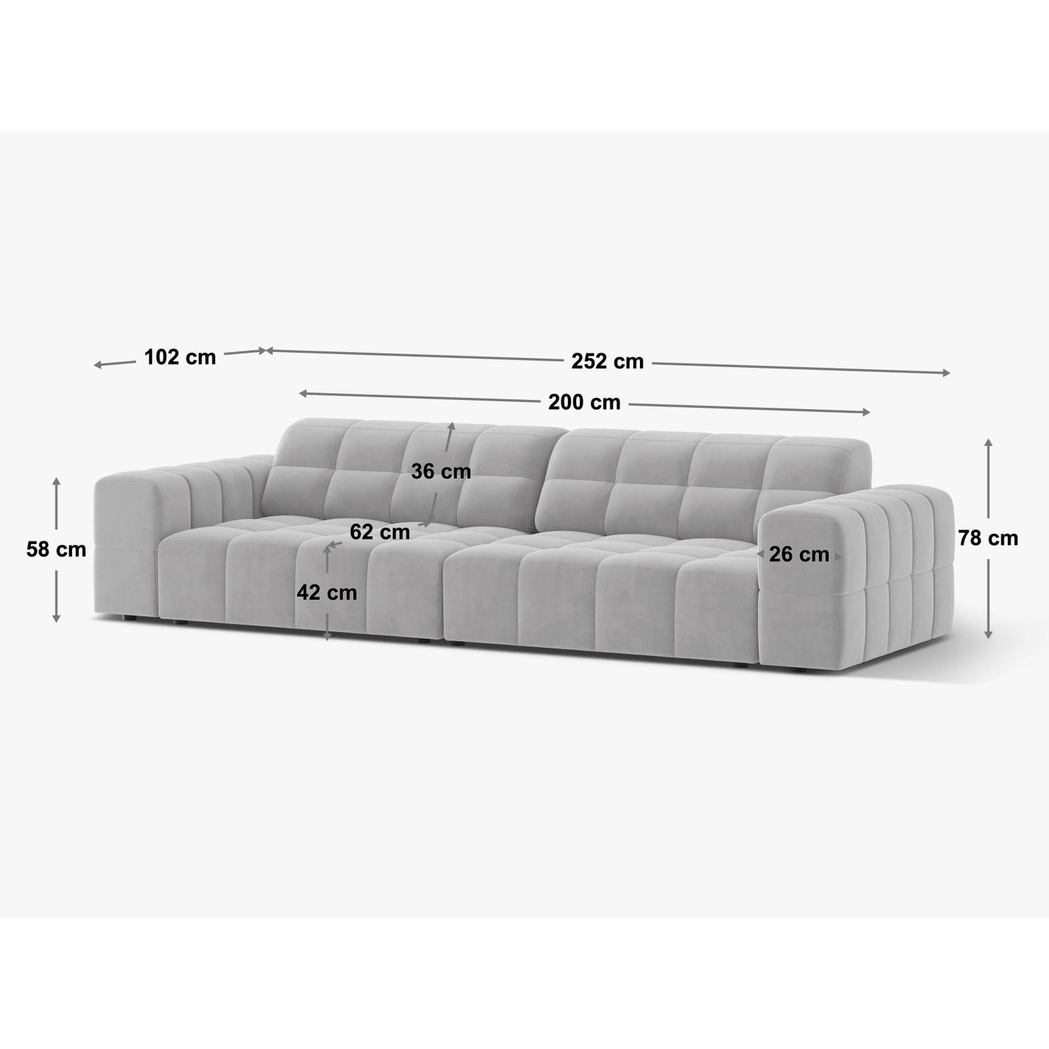 Chicago 4-Sitzer Sofa aus Chenille in Ziegel (Eden 10 Terra), 252x102 cm von Cosmopolitan Design – Bild 2
