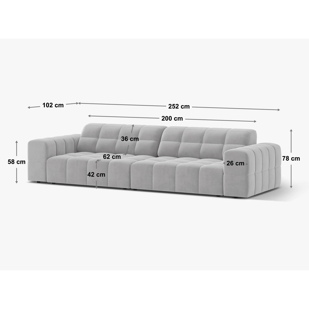Chicago 4-Sitzer Sofa aus Chenille in Ziegel (Eden 10 Terra), 252x102 cm von Cosmopolitan Design – Bild 2