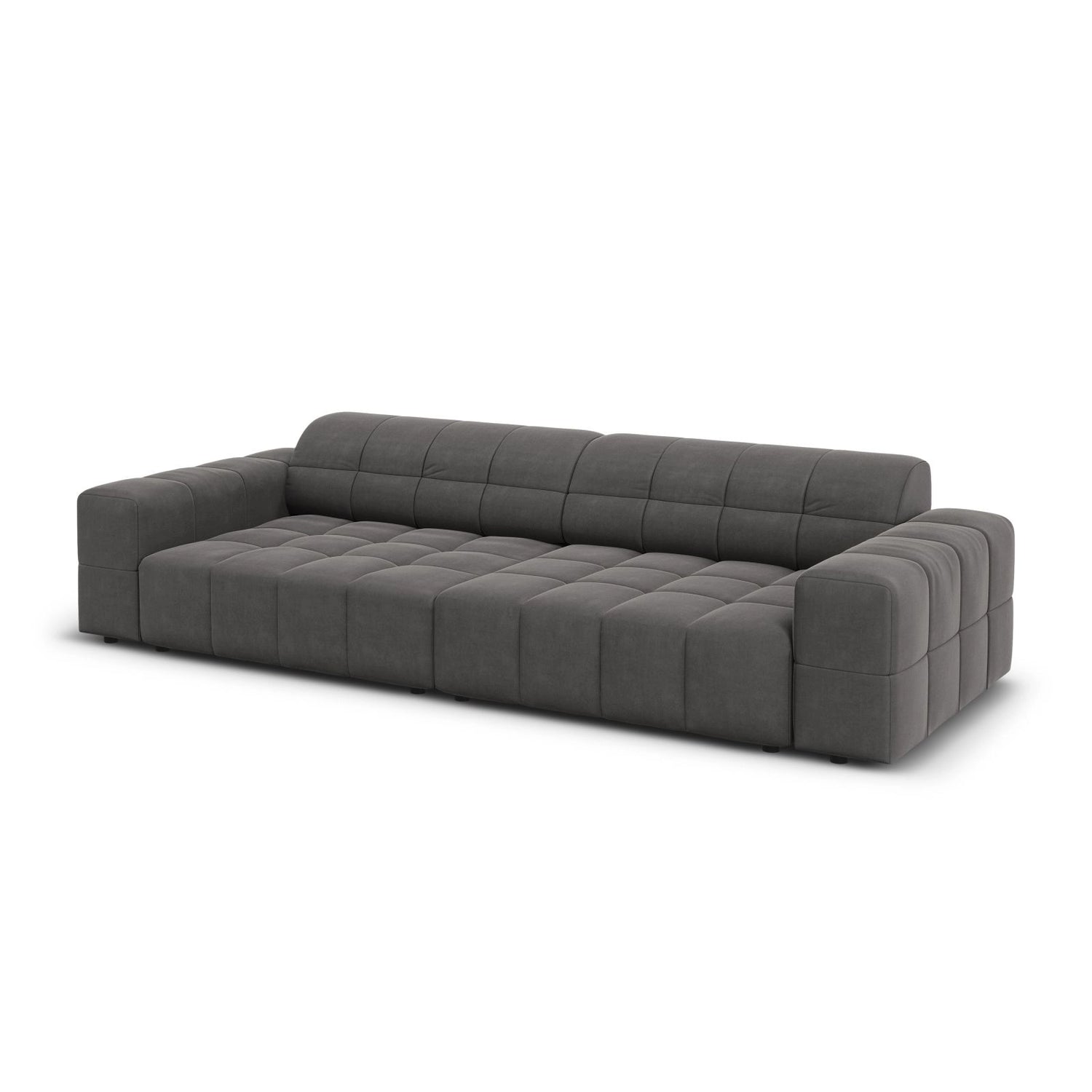 Chicago 4-Sitzer Sofa aus Samt in Grau (Bluvel 14), 244x102x70 cm von Cosmopolitan Design – Bild 4