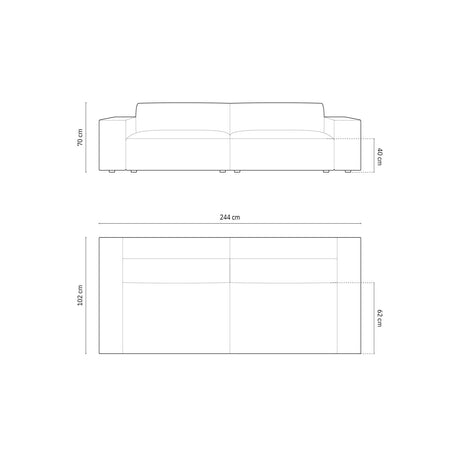 Chicago 4-Sitzer Sofa aus Samt in Silber (Bluvel 03), 244x102x70 cm von Cosmopolitan Design – Bild 2