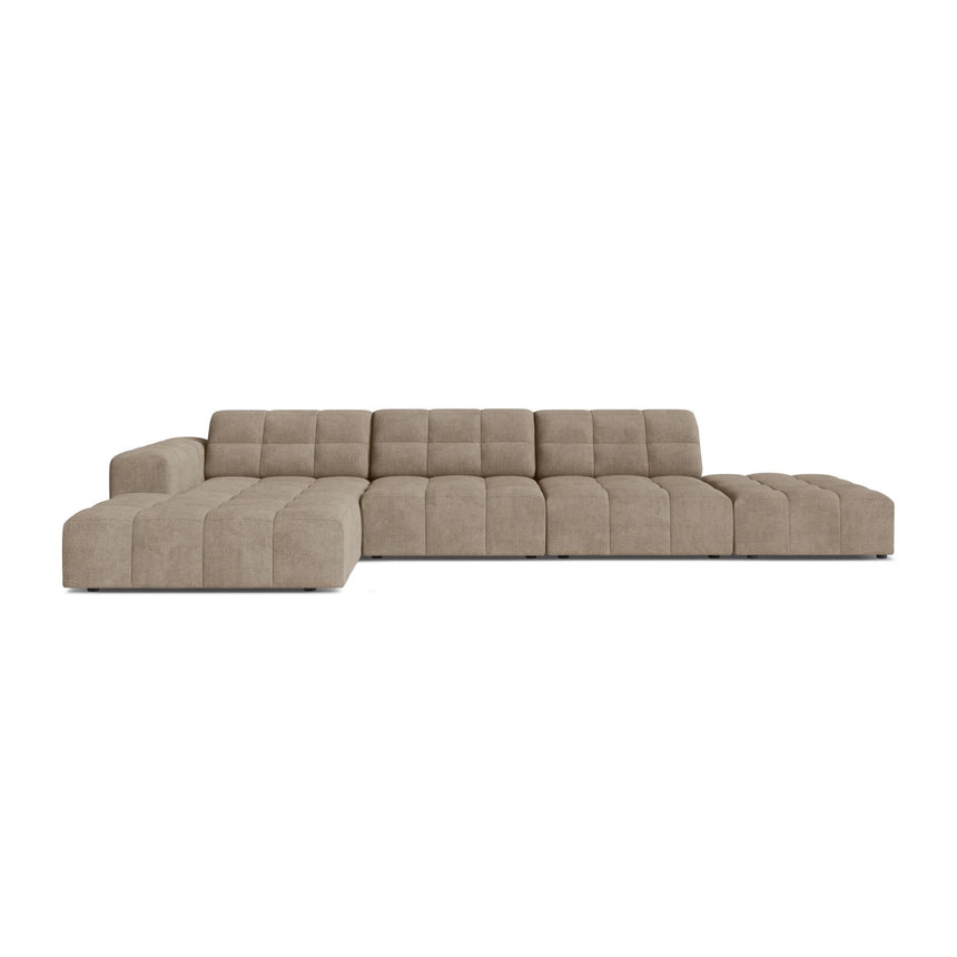 Chicago 5-Sitzer Ecksofa, Linke Seite, aus Chenille in Dunkelbeige (Eden 4 Beige), 348x167 cm von Cosmopolitan Design – Bild 1
