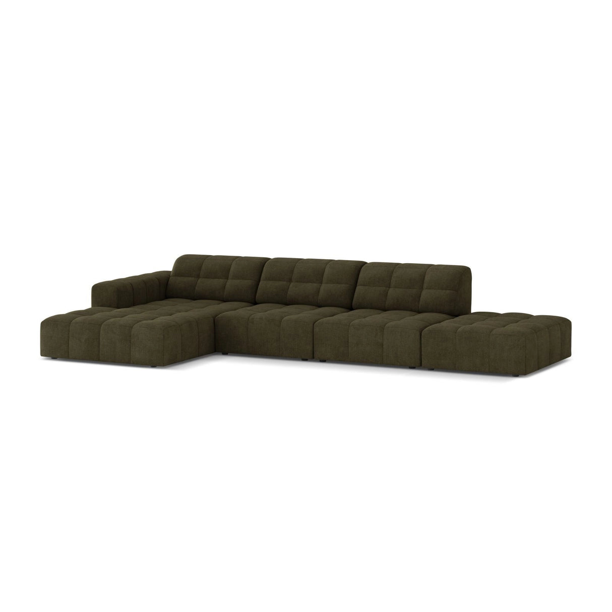 Chicago 5-Sitzer Ecksofa, Linke Seite, aus Chenille in Grün (Eden 12 Olive), 348x167 cm von Cosmopolitan Design – Bild 3