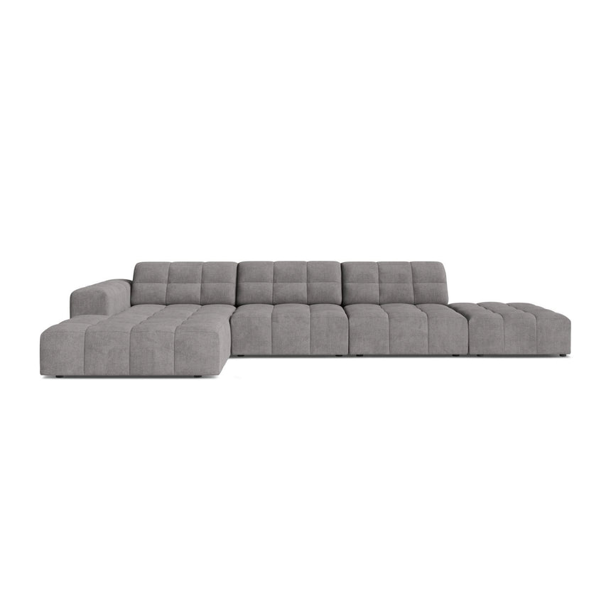 Chicago 5-Sitzer Ecksofa, Linke Seite, aus Chenille in Hellgrau (Eden 18 Grey), 348x167 cm von Cosmopolitan Design – Bild 1