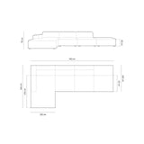 Chicago 5-Sitzer Ecksofa, Linke Seite, aus Chenille in Hellgrau (Haga 06), 341x166x70 cm von Cosmopolitan Design – Bild 2