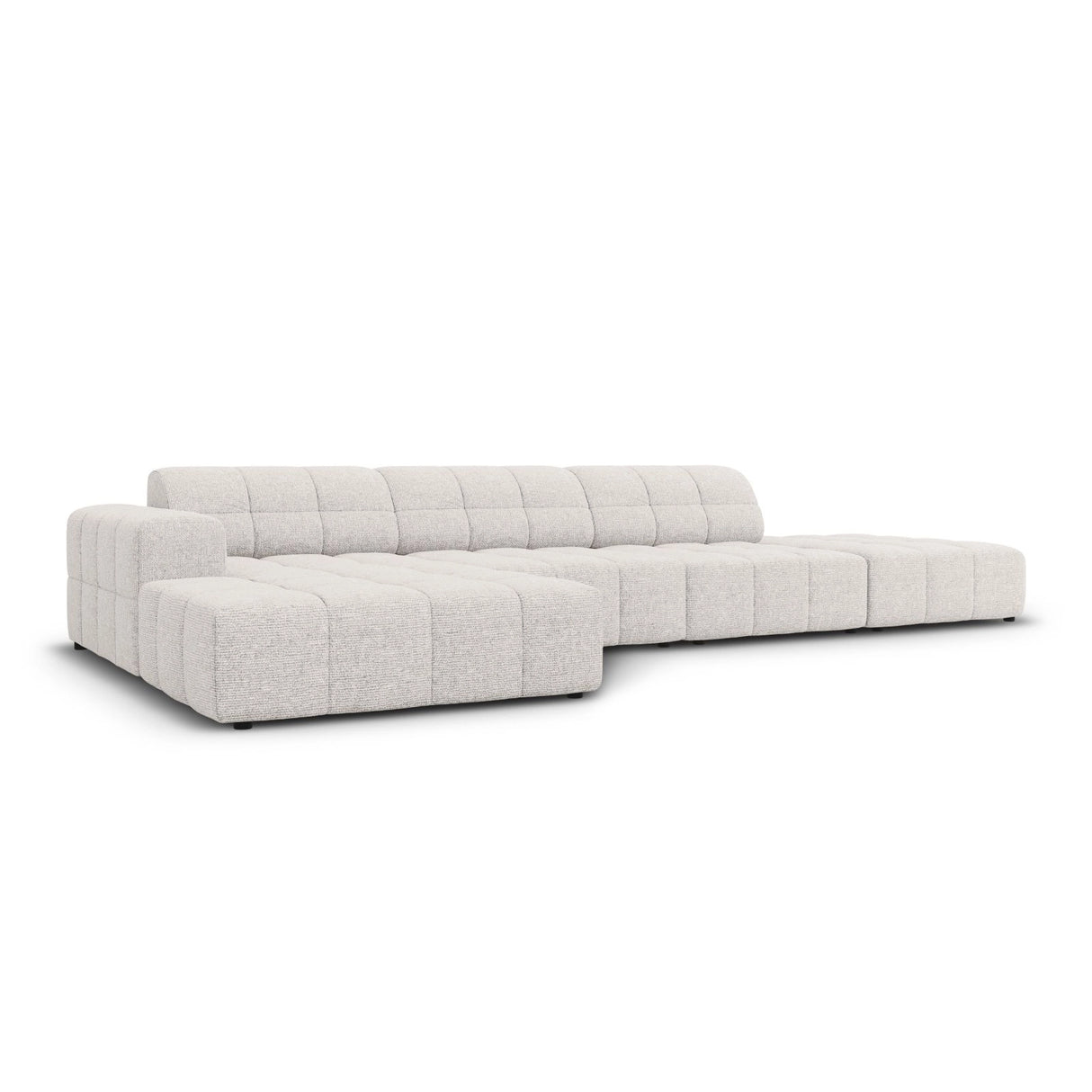 Chicago 5-Sitzer Ecksofa, Linke Seite, aus Chenille in Hellgrau (Haga 06), 341x166x70 cm von Cosmopolitan Design – Bild 3