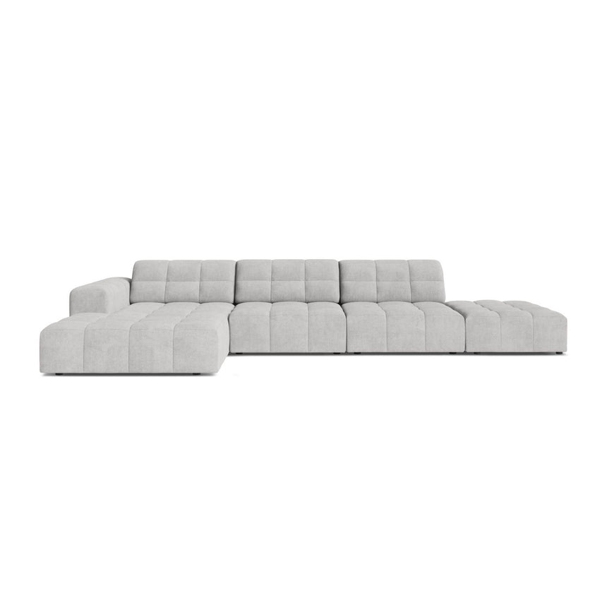 Chicago 5-Sitzer Ecksofa, Linke Seite, aus Chenille in Silber (Eden 17 Silver), 348x167 cm von Cosmopolitan Design – Bild 1