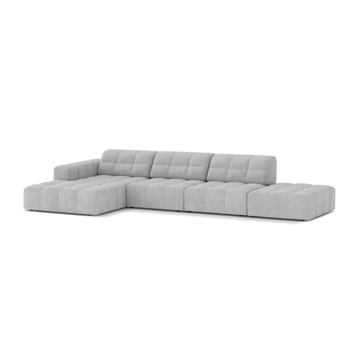 Chicago 5-Sitzer Ecksofa, Linke Seite, aus Chenille in Silber (Eden 17 Silver), 348x167 cm von Cosmopolitan Design – Bild 3