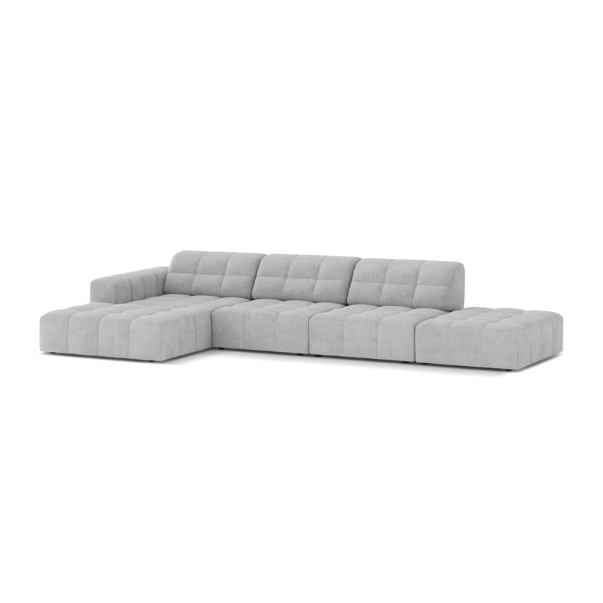Chicago 5-Sitzer Ecksofa, Linke Seite, aus Chenille in Silber (Eden 17 Silver), 348x167 cm von Cosmopolitan Design – Bild 3