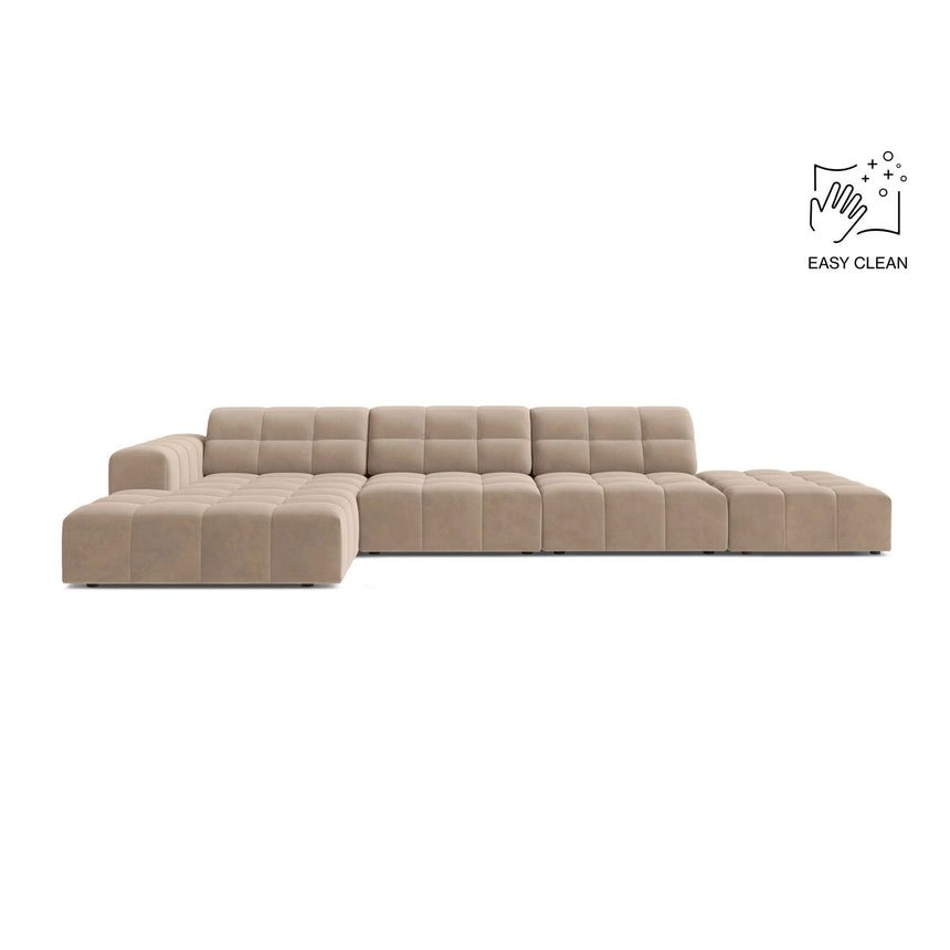 Chicago 5-Sitzer Ecksofa, Linke Seite, aus Samt in Beige (Venus 2928), 348x167 cm von Cosmopolitan Design – Bild 1