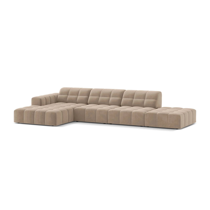 Chicago 5-Sitzer Ecksofa, Linke Seite, aus Samt in Beige (Venus 2928), 348x167 cm von Cosmopolitan Design – Bild 3