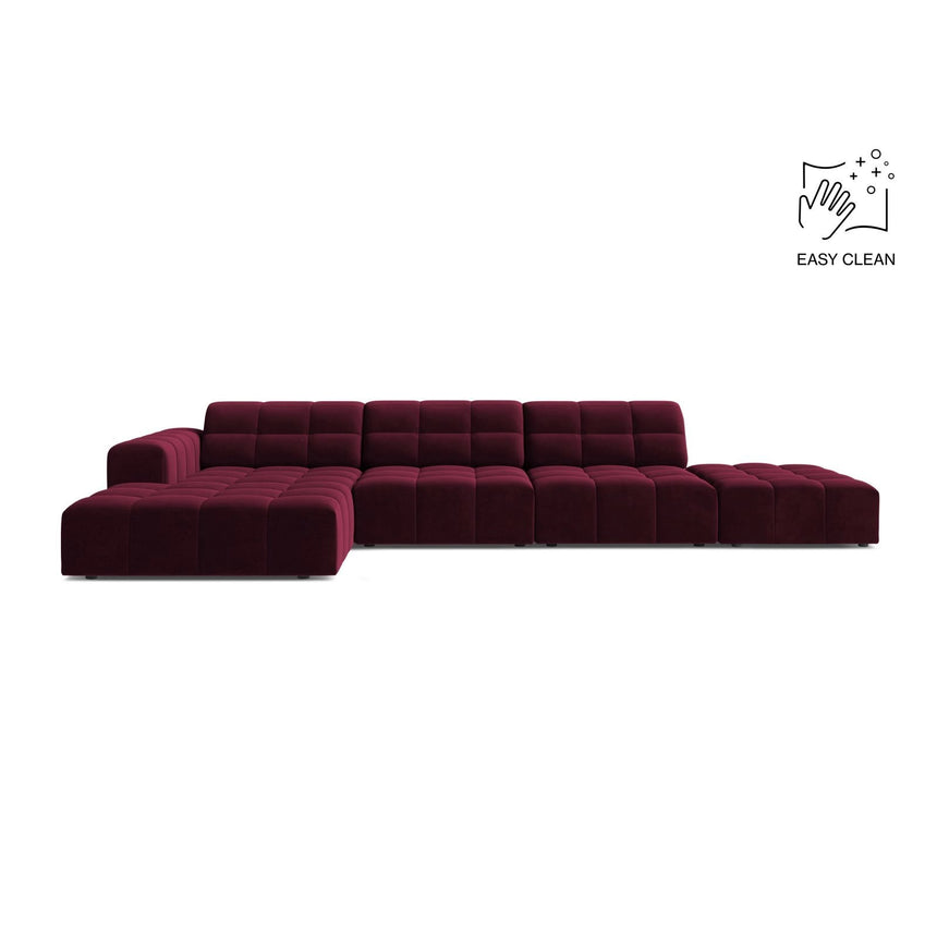 Chicago 5-Sitzer Ecksofa, Linke Seite, aus Samt in Burgund (Venus 2932), 348x167 cm von Cosmopolitan Design – Bild 1