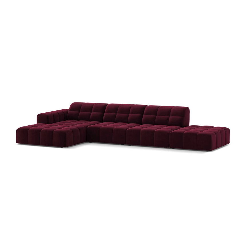 Chicago 5-Sitzer Ecksofa, Linke Seite, aus Samt in Burgund (Venus 2932), 348x167 cm von Cosmopolitan Design – Bild 3