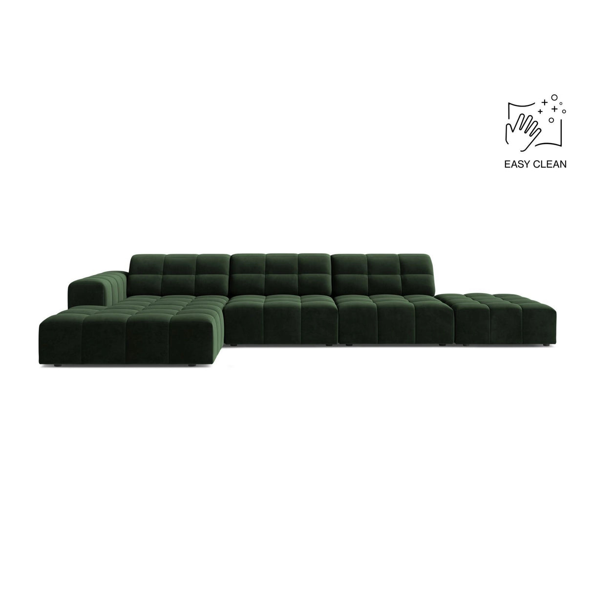Chicago 5-Sitzer Ecksofa, Linke Seite, aus Samt in Flaschengrün (Venus 2940), 348x167 cm von Cosmopolitan Design – Bild 1