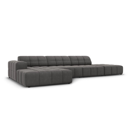 Chicago 5-Sitzer Ecksofa, Linke Seite, aus Samt in Grau (Bluvel 14), 341x166x70 cm von Cosmopolitan Design – Bild 3