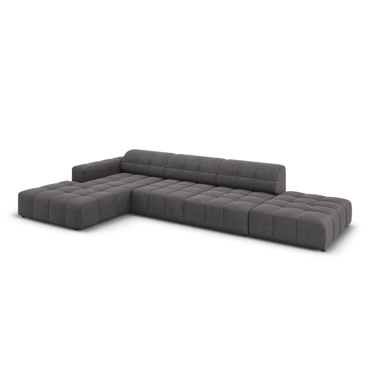 Chicago 5-Sitzer Ecksofa, Linke Seite, aus Samt in Grau (Bluvel 14), 341x166x70 cm von Cosmopolitan Design – Bild 4
