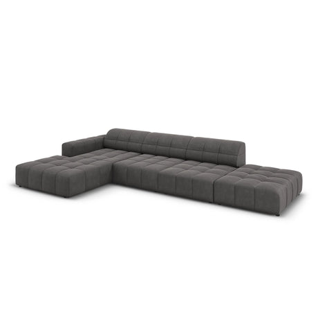 Chicago 5-Sitzer Ecksofa, Linke Seite, aus Samt in Grau (Bluvel 14), 341x166x70 cm von Cosmopolitan Design – Bild 4