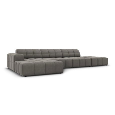 Chicago 5-Sitzer Ecksofa, Linke Seite, aus Samt in Hellgrau (Bluvel 13), 341x166x70 cm von Cosmopolitan Design – Bild 3