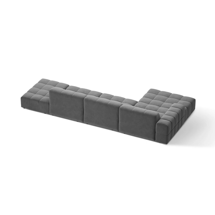 Chicago 5-Sitzer Ecksofa, Linke Seite, aus Samt in Hellgrau (Venus 2929), 348x167 cm von Cosmopolitan Design – Bild 4