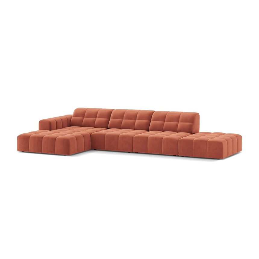 Chicago 5-Sitzer Ecksofa, Linke Seite, aus Samt in Koralle (Venus 2933), 348x167 cm von Cosmopolitan Design – Bild 3
