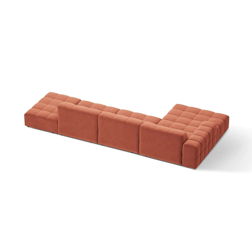 Chicago 5-Sitzer Ecksofa, Linke Seite, aus Samt in Koralle (Venus 2933), 348x167 cm von Cosmopolitan Design – Bild 4