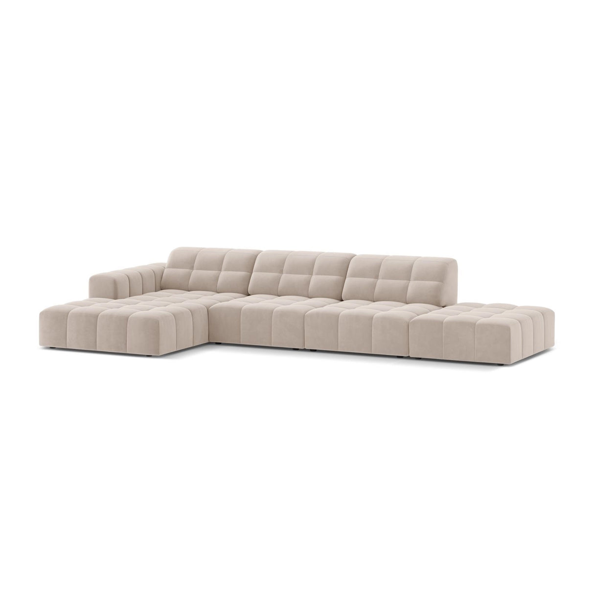 Chicago 5-Sitzer Ecksofa, Linke Seite, aus Samt in Leichtes Beige (Venus 2927), 348x167 cm von Cosmopolitan Design – Bild 3