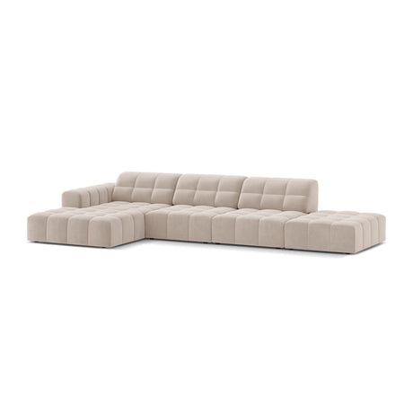 Chicago 5-Sitzer Ecksofa, Linke Seite, aus Samt in Leichtes Beige (Venus 2927), 348x167 cm von Cosmopolitan Design – Bild 3