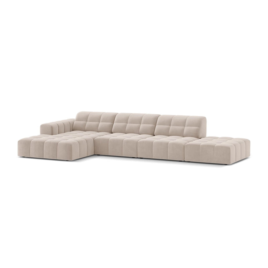 Chicago 5-Sitzer Ecksofa, Linke Seite, aus Samt in Leichtes Beige (Venus 2927), 348x167 cm von Cosmopolitan Design – Bild 3