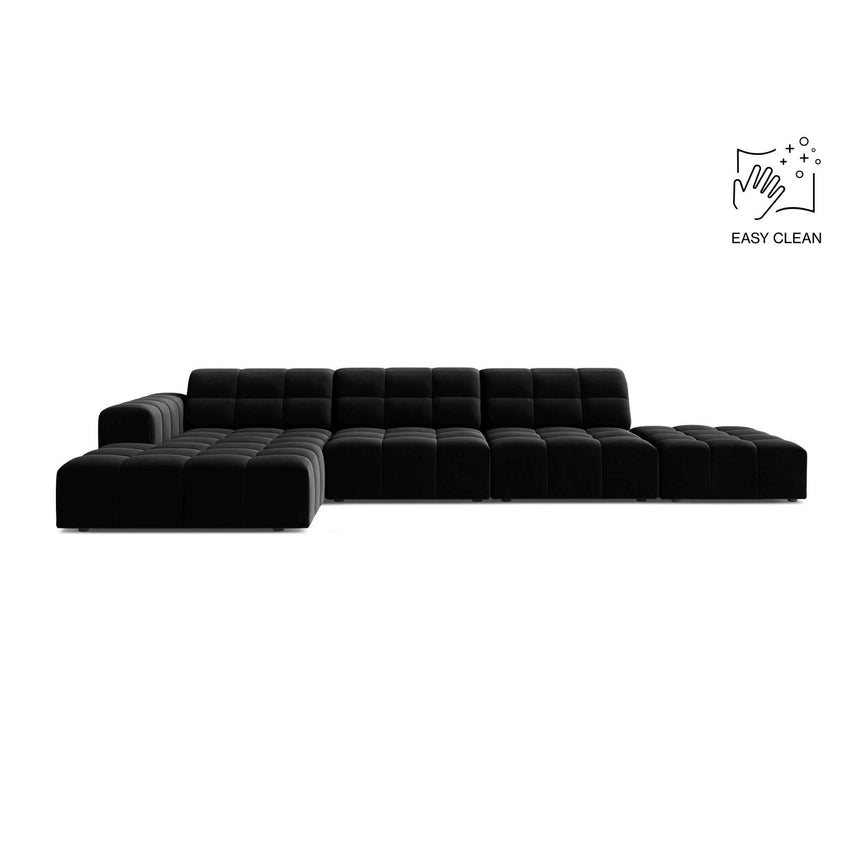 Chicago 5-Sitzer Ecksofa, Linke Seite, aus Samt in Schwarz (Venus 2923), 348x167 cm von Cosmopolitan Design – Bild 1