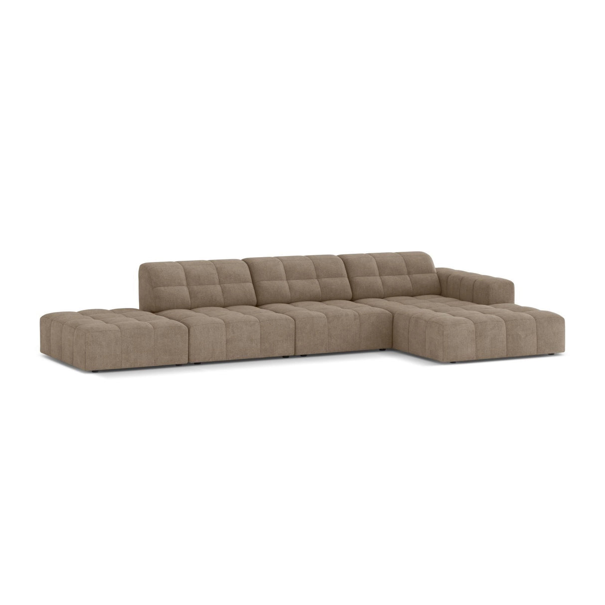 Chicago 5-Sitzer Ecksofa, Rechte Seite, aus Chenille in Dunkelbeige (Eden 4 Beige), 348x167 cm von Cosmopolitan Design – Bild 3