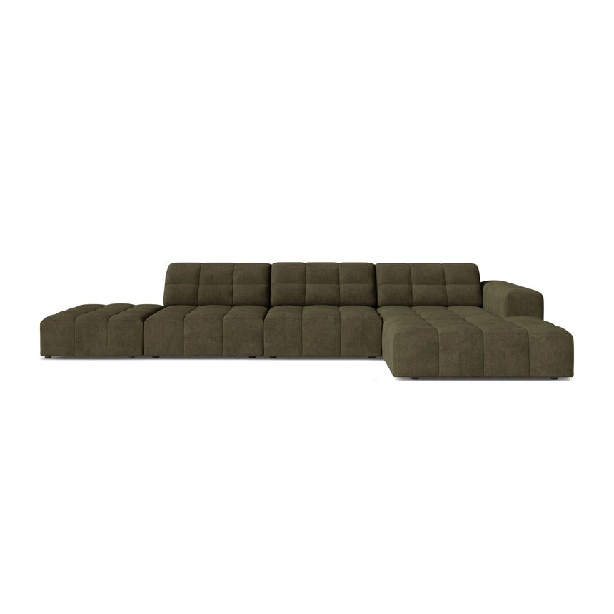 Chicago 5-Sitzer Ecksofa, Rechte Seite, aus Chenille in Grün (Eden 12 Olive), 348x167 cm von Cosmopolitan Design – Bild 1