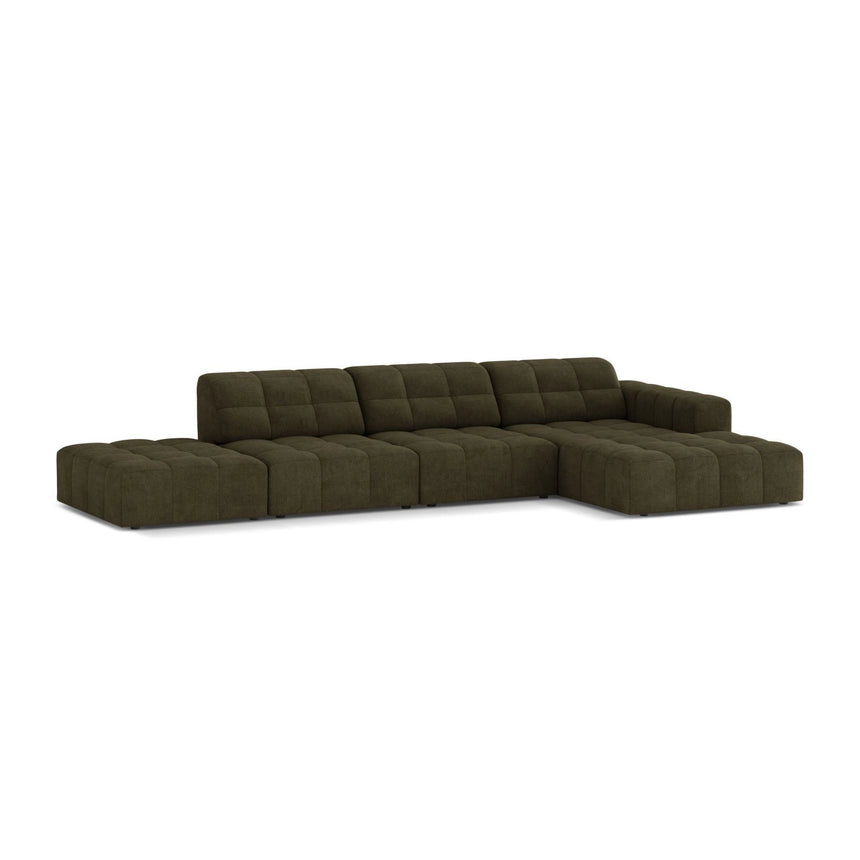 Chicago 5-Sitzer Ecksofa, Rechte Seite, aus Chenille in Grün (Eden 12 Olive), 348x167 cm von Cosmopolitan Design – Bild 3