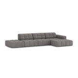 Chicago 5-Sitzer Ecksofa, Rechte Seite, aus Chenille in Hellgrau (Eden 18 Grey), 348x167 cm von Cosmopolitan Design – Bild 3