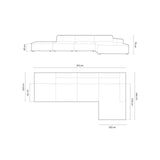 Chicago 5-Sitzer Ecksofa, Rechte Seite, aus Chenille in Petrol (Haga 78), 341x166x70 cm von Cosmopolitan Design – Bild 2