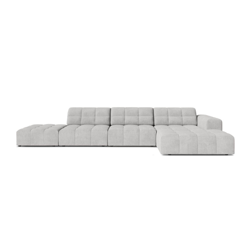 Chicago 5-Sitzer Ecksofa, Rechte Seite, aus Chenille in Silber (Eden 17 Silver), 348x167 cm von Cosmopolitan Design – Bild 1