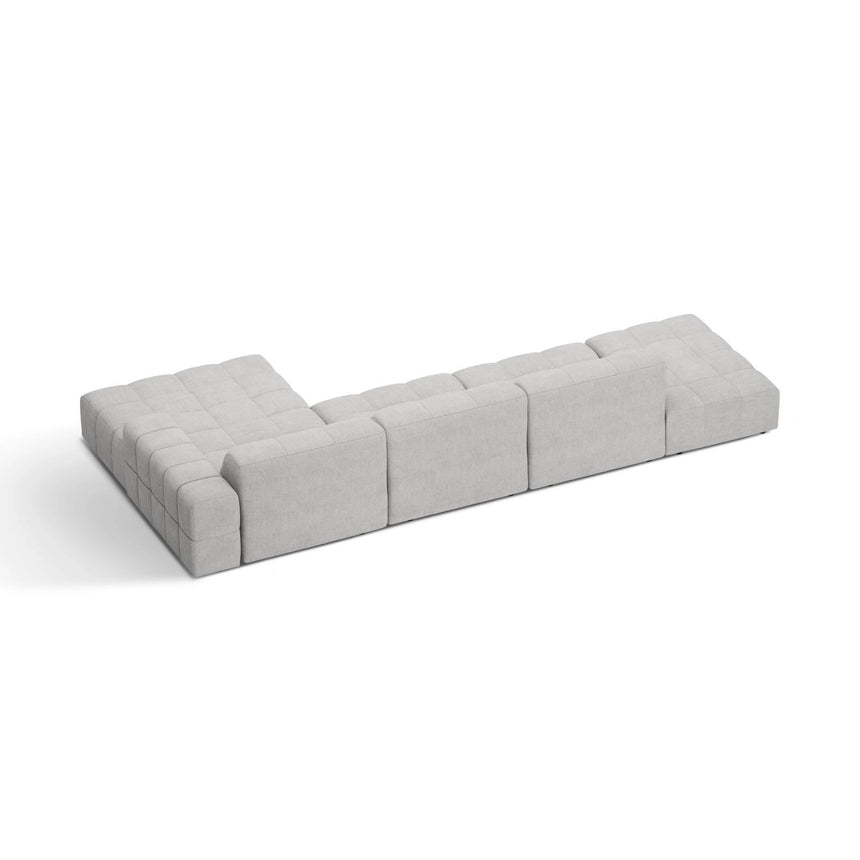 Chicago 5-Sitzer Ecksofa, Rechte Seite, aus Chenille in Silber (Eden 17 Silver), 348x167 cm von Cosmopolitan Design – Bild 4