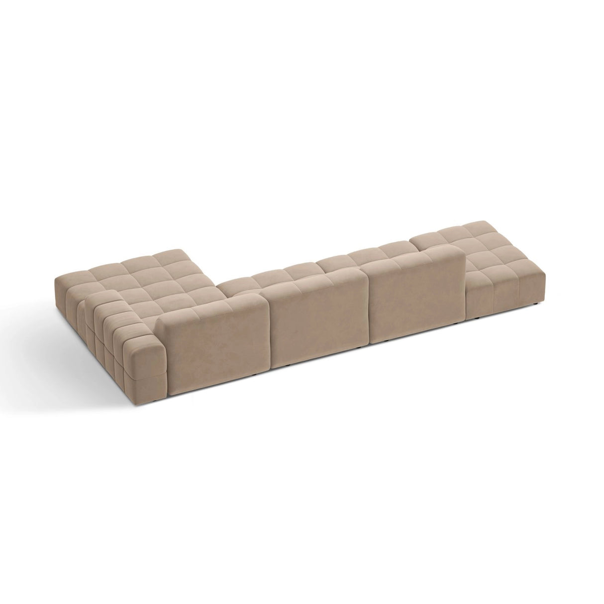 Chicago 5-Sitzer Ecksofa, Rechte Seite, aus Samt in Beige (Venus 2928), 348x167 cm von Cosmopolitan Design – Bild 4
