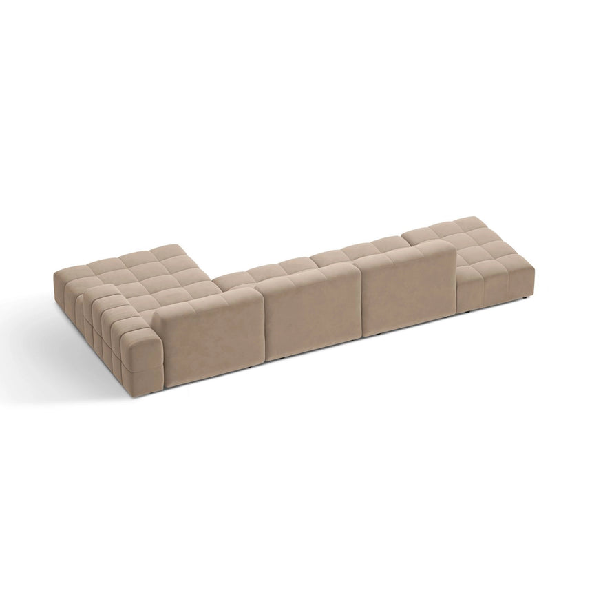 Chicago 5-Sitzer Ecksofa, Rechte Seite, aus Samt in Beige (Venus 2928), 348x167 cm von Cosmopolitan Design – Bild 4