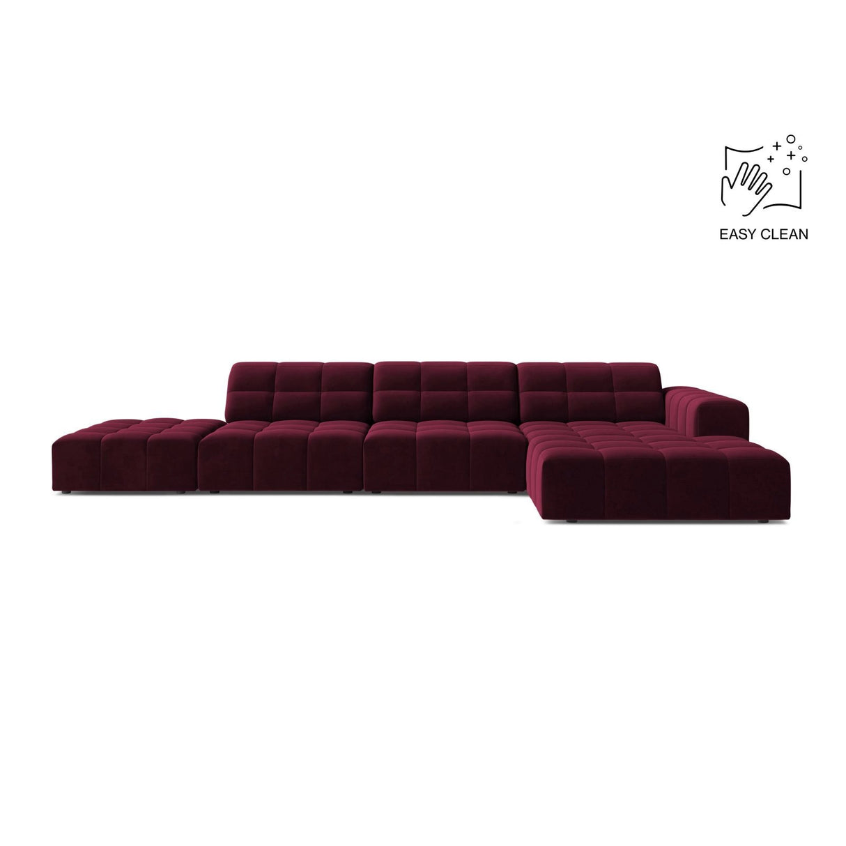 Chicago 5-Sitzer Ecksofa, Rechte Seite, aus Samt in Burgund (Venus 2932), 348x167 cm von Cosmopolitan Design – Bild 1