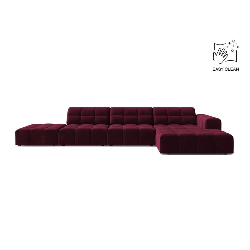 Chicago 5-Sitzer Ecksofa, Rechte Seite, aus Samt in Burgund (Venus 2932), 348x167 cm von Cosmopolitan Design – Bild 1