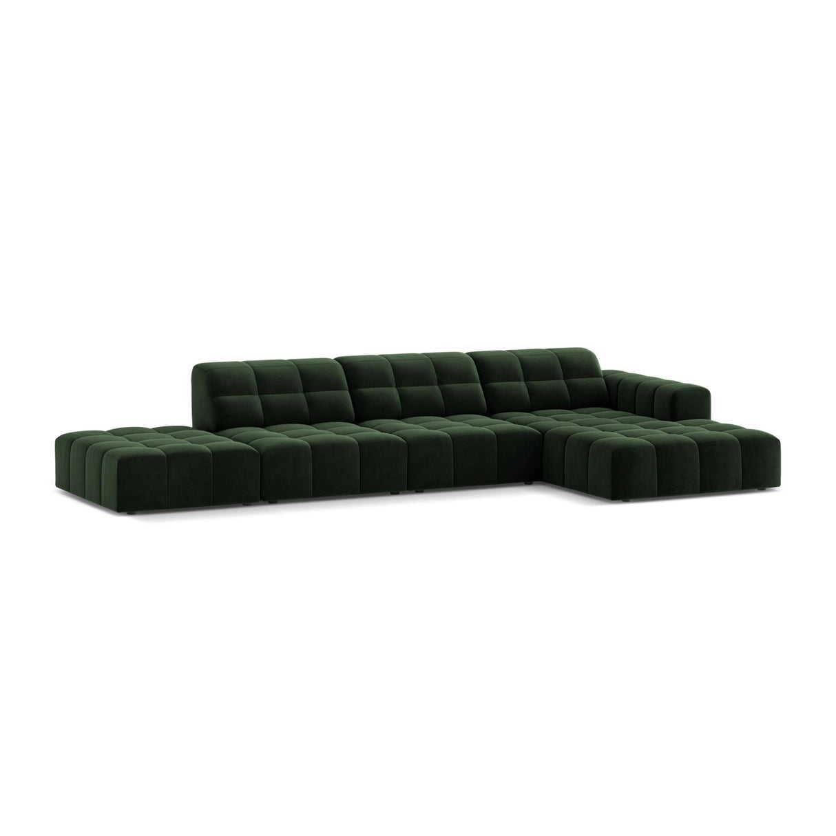 Chicago 5-Sitzer Ecksofa, Rechte Seite, aus Samt in Flaschengrün (Venus 2940), 348x167 cm von Cosmopolitan Design – Bild 3