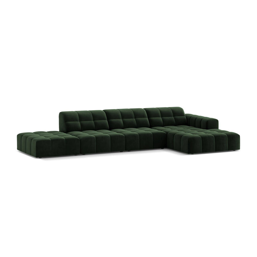 Chicago 5-Sitzer Ecksofa, Rechte Seite, aus Samt in Flaschengrün (Venus 2940), 348x167 cm von Cosmopolitan Design – Bild 3
