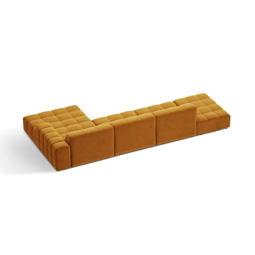 Chicago 5-Sitzer Ecksofa, Rechte Seite, aus Samt in Gelb (Venus 2917), 348x167 cm von Cosmopolitan Design – Bild 4