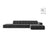 Chicago 5-Sitzer Ecksofa, Rechte Seite, aus Samt in Grau (Venus 2930), 348x167 cm von Cosmopolitan Design – Bild 1