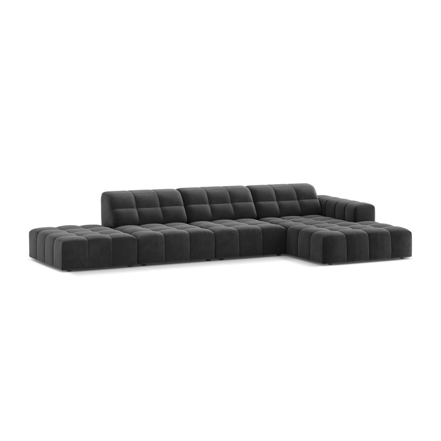 Chicago 5-Sitzer Ecksofa, Rechte Seite, aus Samt in Grau (Venus 2930), 348x167 cm von Cosmopolitan Design – Bild 3