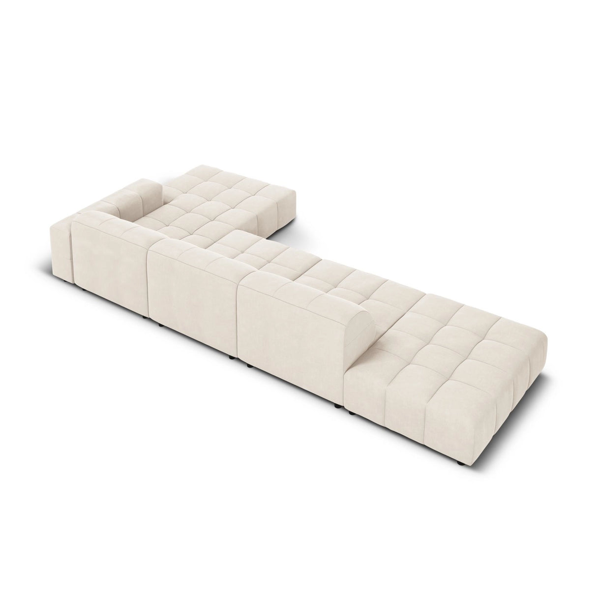 Chicago 5-Sitzer Ecksofa, Rechte Seite, aus Samt in Hellbeige (Bluvel 22), 341x166x70 cm von Cosmopolitan Design – Bild 5
